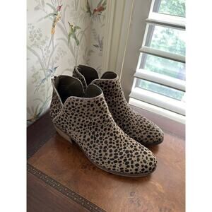 Michael Shannon Leather Upper Ankle Boots Zip -Up Women's Size 8.5 Leopard Print